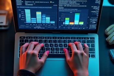 Close up of a professional analyzing digital data charts