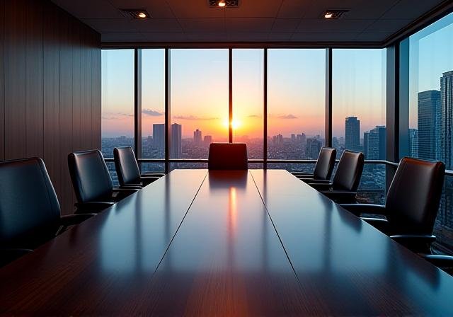 Modern corporate boardroom in Johannesburg with panoramic city view