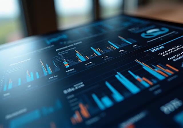 Detailed data visualization dashboard showing business growth and ROI metrics